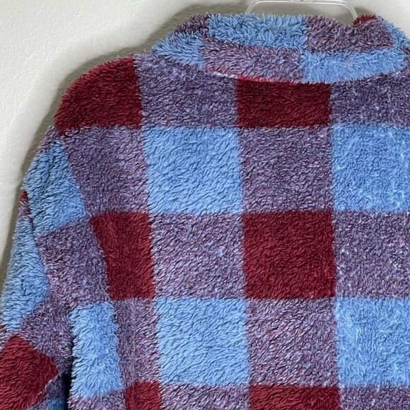 Eddie Bauer Blue Red Plaid Quest Fleece Quarter Zip Pullover Size Large - Picture 7 of 16